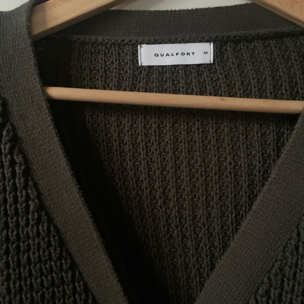 Oversized dark green knit cardigan - Medium - Picture 3 of 4